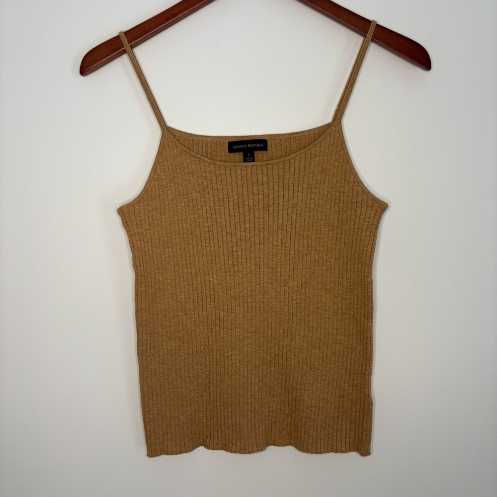 BANANA REPUBLIC | Tan Summer Ribbed Knit Layering Casual Chic Camisole | Size S